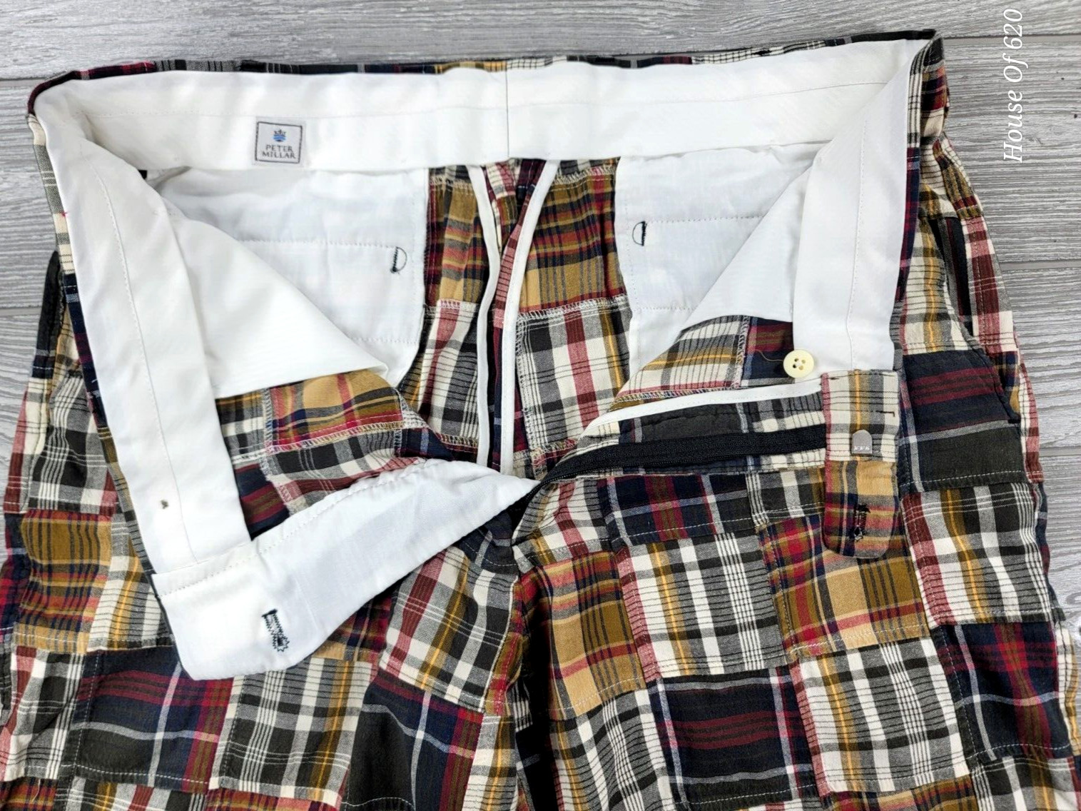 Peter Millar Indian Madras Patchwork Flat Front S… - image 5