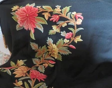 Black embroidered floral  Kashmiri shawl, foulard, shahmina, wool