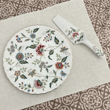 Andrea by Sadek piatto torta Buckingham bordo smerlato floreale con spatola server