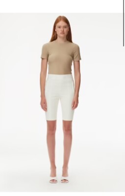 tibi Anson Stretch Biker Short white sz 6 usa sz s