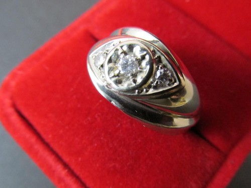 14k Solid White Gold Diamond Men's Ring Retro Design - Picture 2 of 12