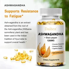 Ashwagandha Black Pepper 1200MG•Promotes Relaxation•cEnhances Energy