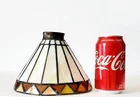 VINTAGE TIFFANY STYLE STAINED GLASS SLAG LEADED LAMP SHADE 7 3/8"W X 5.5"H