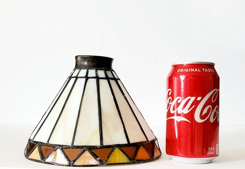 VINTAGE TIFFANY STYLE STAINED GLASS SLAG LEADED LAMP SHADE 7 3/8"W X 5.5"H