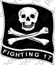 STICKER USN VF 17 FIGHTER SQUADRON JOLLY ROGER FIGHTING RIGHT