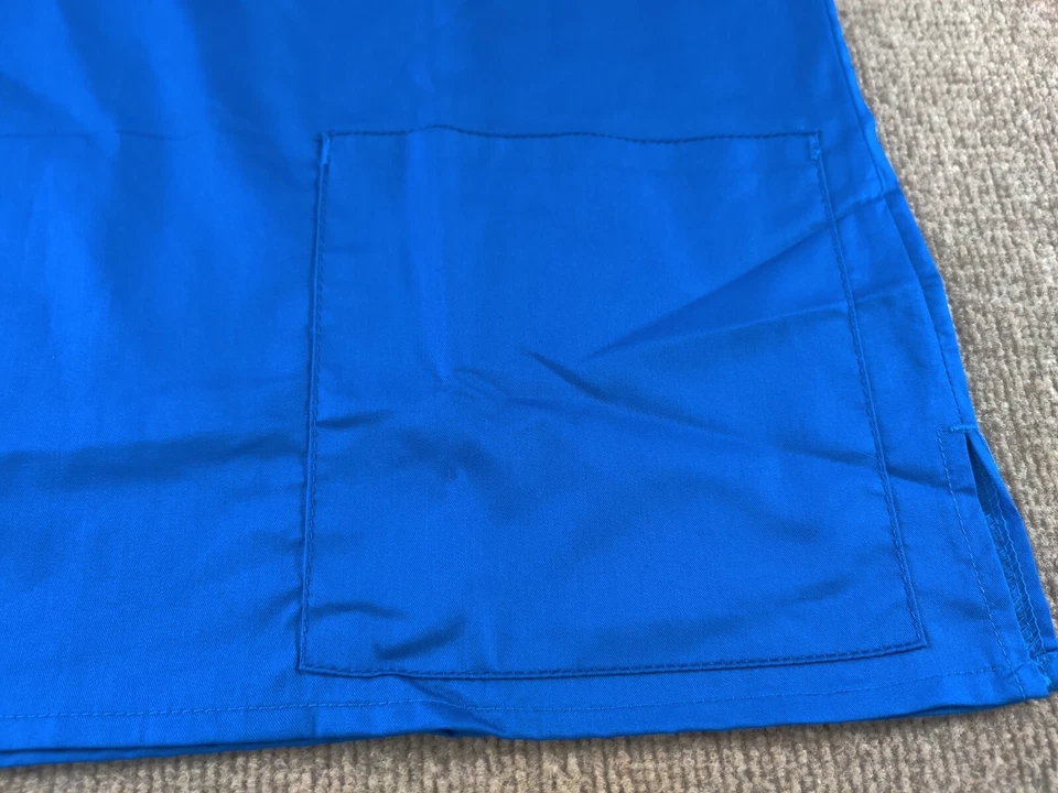 Lot of 2 Wonder Wink Womens V-Neck Scrub Top M Navy Royal Blue Business Logo NEW - Image 4 of 4