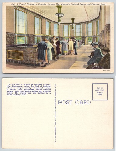 Missouri Postcard Excelsior Springs Hall Mineral Water Dispensary MO c1930-40s - 第 3/3 張圖片