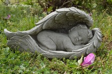 Concrete Baby Angel Wings Memorial Garden Statue