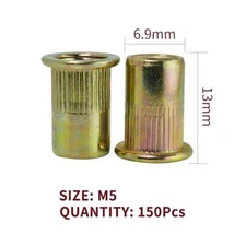 150Pcs M5 Rivet Nut Kit Rivnut Insert Nutsert Screw Metric Zinc Plated