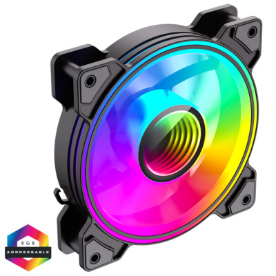GameMax Infinity 120mm Lüfter ARGB LED Dual-Ring schwarz PC Kühlung A-RGB PC Gehäuselüfter