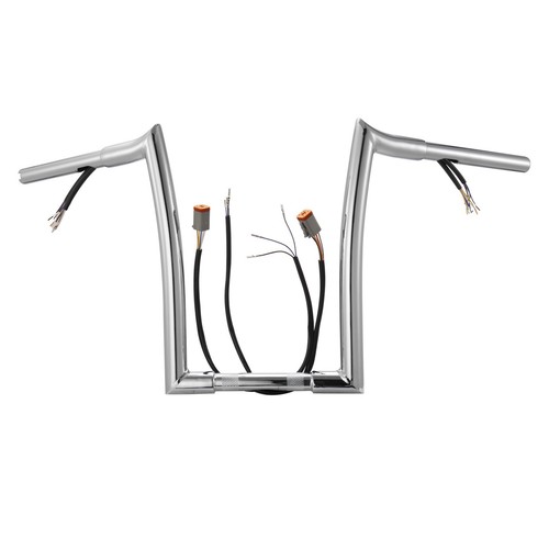 Kit Guidon Ape Hanger Noir 16 Pouces Pré-câblé - Pour Harley Fatboy 2007-2010, Prêt à Monter