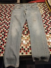 Vtg 90's DISTRESSED Levis 501XX Denim Blue Jeans Made In USA ~ T: 35x34 M: 30x29