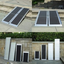 Folding Wheelchair Ramp Scooter Mobility Suitcase Aluminum Access Aid Disabled
