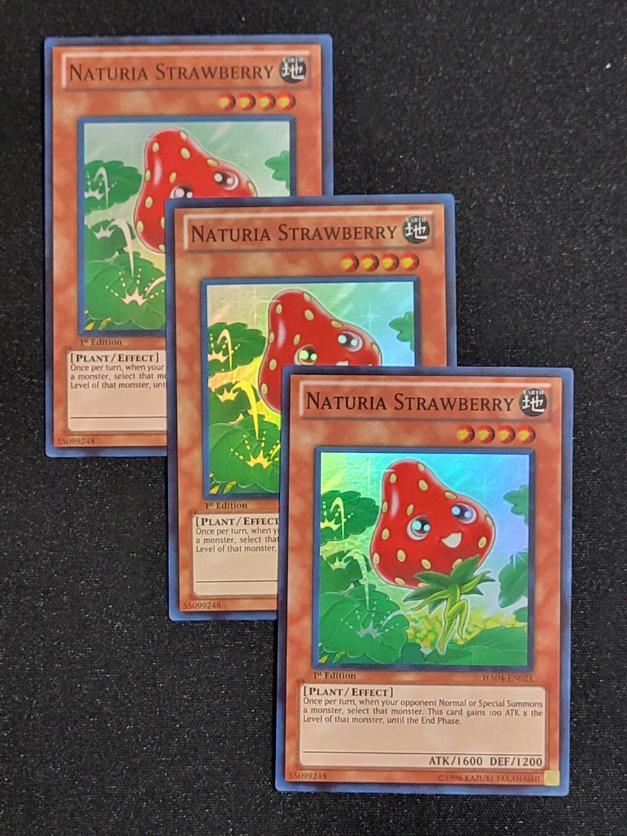 3 x YuGiOh Naturia Strawberry HA04-EN021 1st Edition Super Rare NM