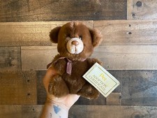 Russ Plush Bear VTG Small 7" Stuffed Teddy Pet Adoption Tag Certificate Ribbon