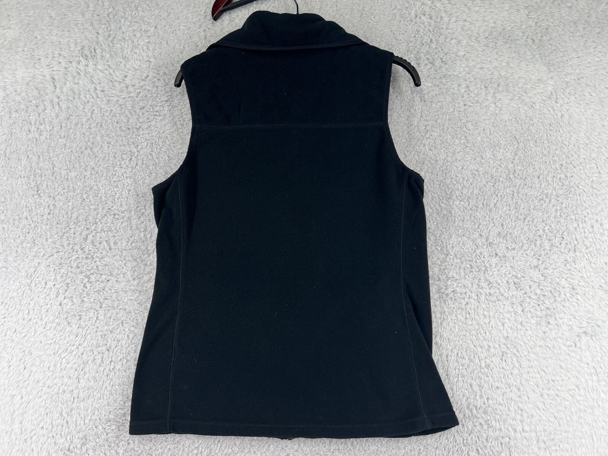 IZOD Vest Women M Black Fleece 100% Polyester Full Zip Mock Neck