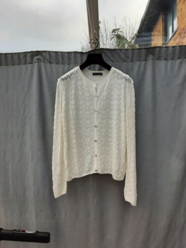 M&S White Viscose Blend Pointelle Cardigan UK 18 New - Picture 1 of 4