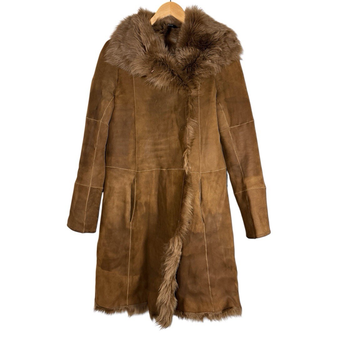 Joseph Brown Anais Toscana Lambskin Shearling Long Coat Size 36