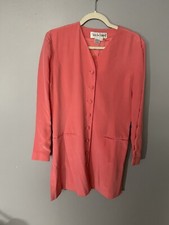 SALE Vintage Diane Von Furstenberg SILK Coral Pink Duster Dress Button Size 8