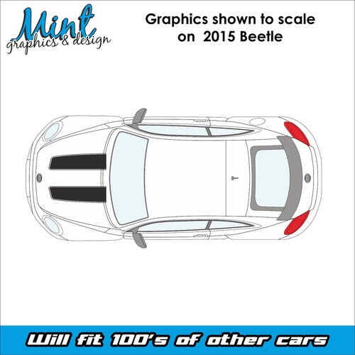 Volkswagen Beetle VW GTi Bonnet Stripes Decals Stickers Vinyl Graphics 001 - Picture 3 of 5
