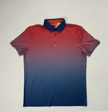 Redvanly Polo Shirt Men Medium Golf Performance Stretch Red Blue Gradient Active