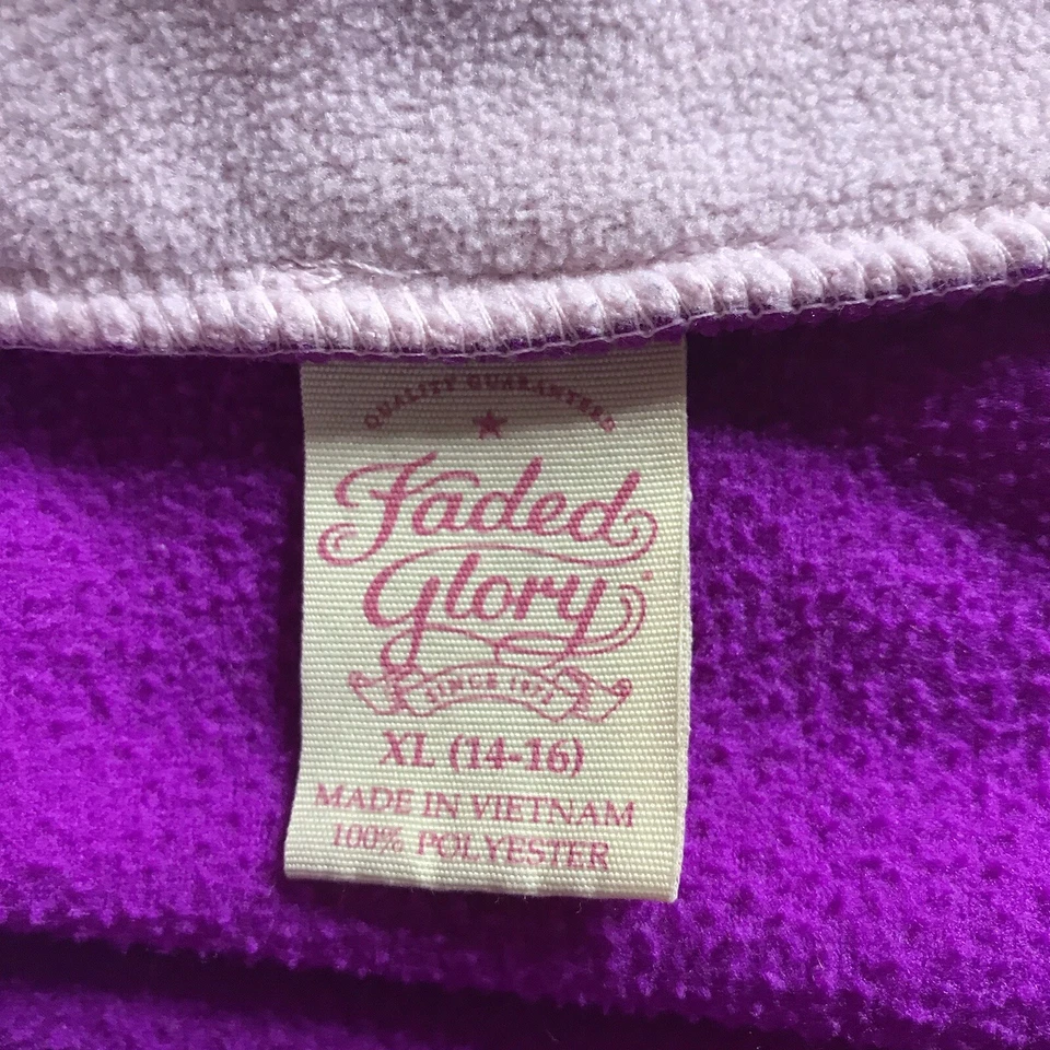 Флисовая толстовка Faded Glory для девочек размер XL 14-16 фиолетовая на молнии с ложными карманами на шее - Изображение 4 из 4