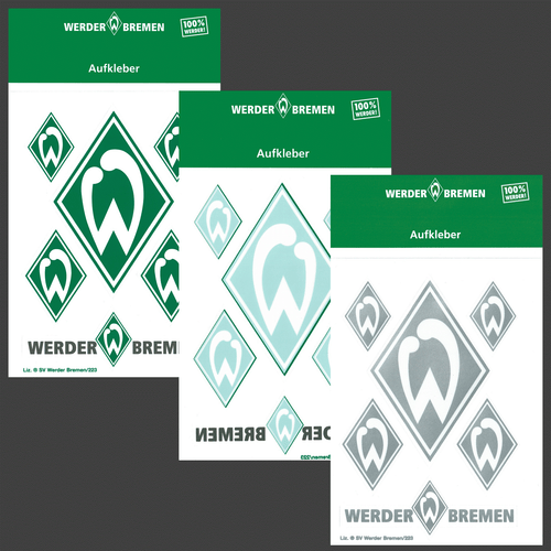 Aufkleber Raute SV Werder Bremen 6 tlg Silber Grün Weiß innen außen 6er Auto SVW - Bild 2 von 17