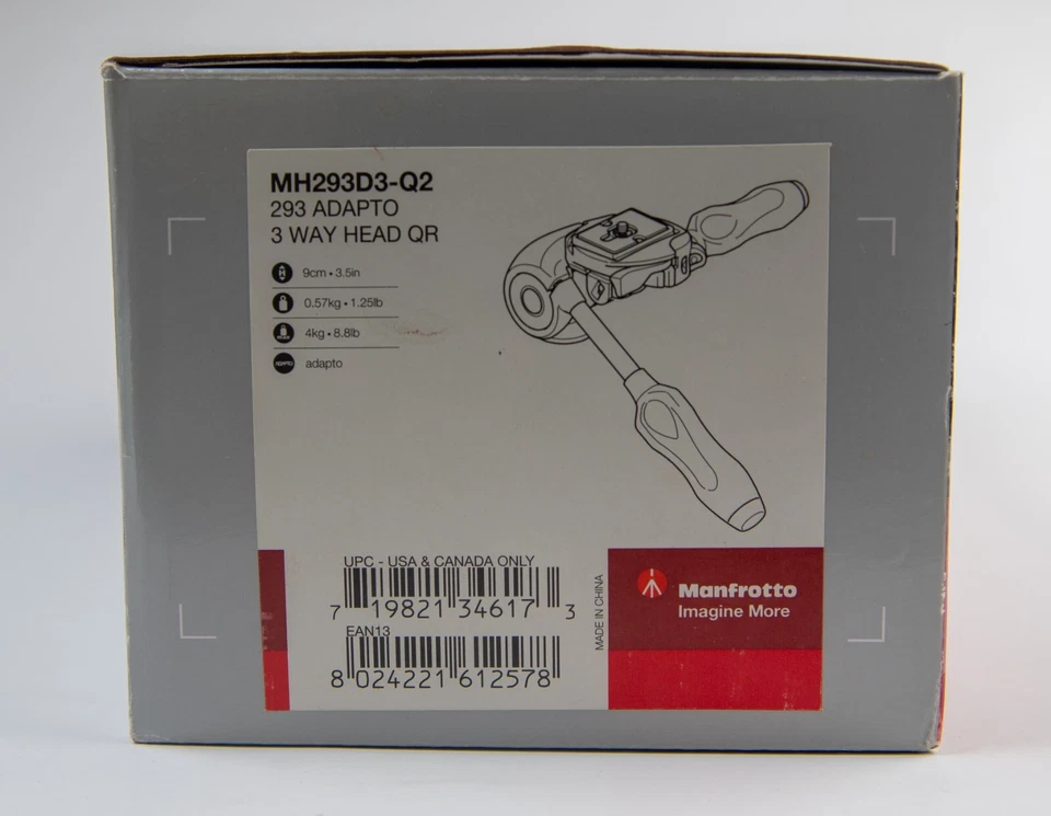 Manfrotto MH293D3-Q2 3-Way, Pan-and-Tilt Head with 200PL-14 Quick Release Plate - Image 3 of 3