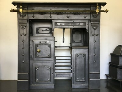 Restored Antique Cast Iron Victorian Kitchen Cooking Range Fireplace Hob  (QP348) UK