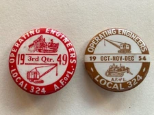 OLD AFL-CIO Pin Back Operating Engineers Button 1949 1954 Local 324 Trade Union
