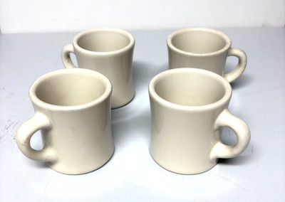 4 Victor White 3.5'' Mugs Vintage Restaurant Ware Diner Heavy Coffee Cup