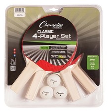 The Champion Sports Four Player Table Tennis Set - 4 Paddles, & 3 Balls