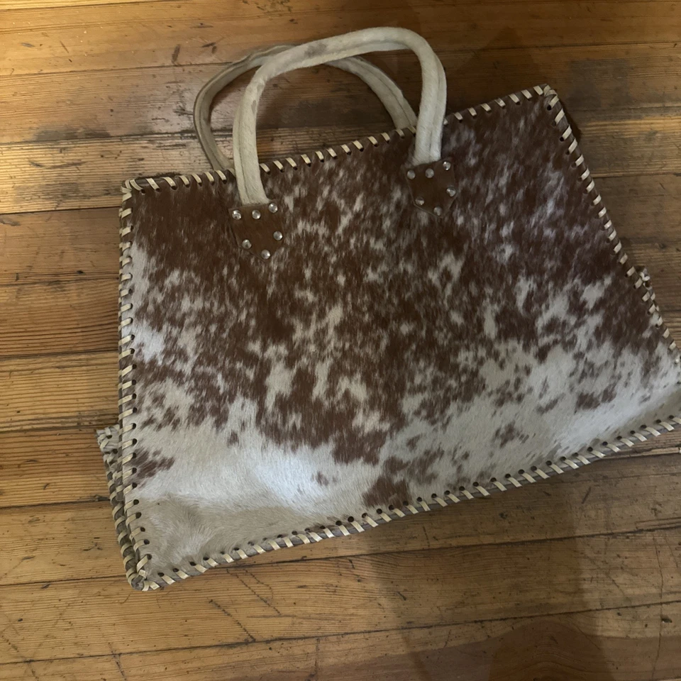 Real Cowhide Tote Bag Hair-On-Hide Vintage Western Leather Shoulder Bag Purse - Image 2 of 4