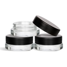 90 Pack 7ml Thick Clear Glass Jars with Black Airtight Lids Crystal-Clear...