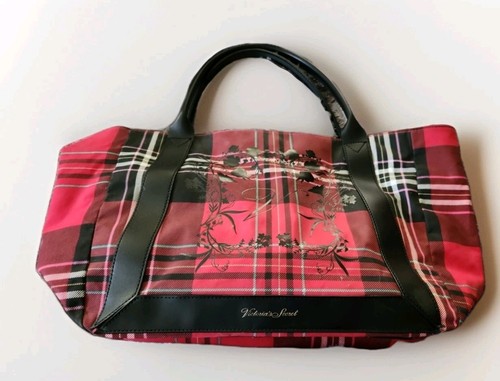 Victoria Secret Weekender Tote Bag red plaid. Used 