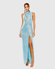MAC DUGGAL Blue High Neck Sleeveless Gown 27085. (6)