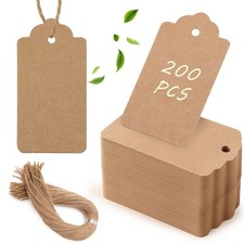 SallyFashion 200pcs Gift Tags with String Attached, 1.7 x 200pcs, Corrugated