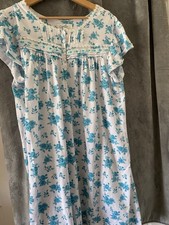 Casual Nights Nightgown Blue Rose Sz L 1/4 Button Sleeveless
