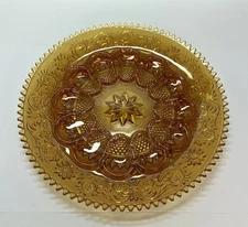 Vintage Indiana Tiara Amber Glass Deviled Egg Serving Plate 12" - FREE SHIPPING