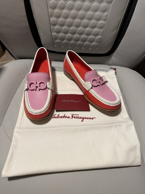 NEW Salvatore Ferragamo Sz 6.5 Rolo Candy Flamingo Pink Orange