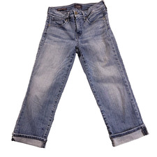 Nydj Marilyn Straight Sz 2 25x20 Low Rise Stretch Lift Tuck Cuffed Hem