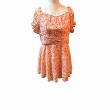 Zenzi Floral Romper Puff Sleeve Sweetheart Tiered Skirt Plus Size XXL 18