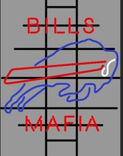 Buffalo Bills Mafia Bills Man Cave 20"x16" Neon Sign Light Lamp Gift Real Glass