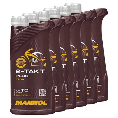 Motoröl 2-Takt MANNOL API TC 6x 1 Liter für Aprilia KTM Sachs Suzuki Yamaha MUZ