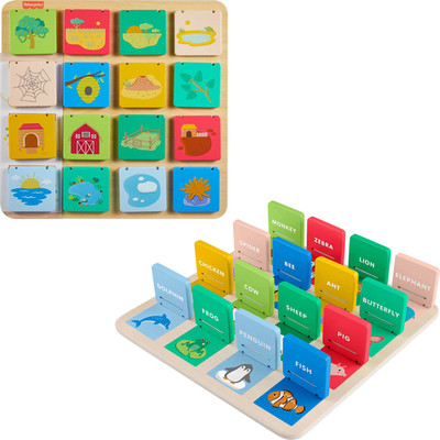 Fisher-Price Wood Preschool Toy Lift Reveal Board Early Learning Activity For