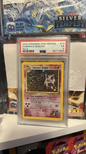 2000 POKEMON GYM HEROES HOLO #14 SABRINA'S GENGAR PSA 5 *Swirl*