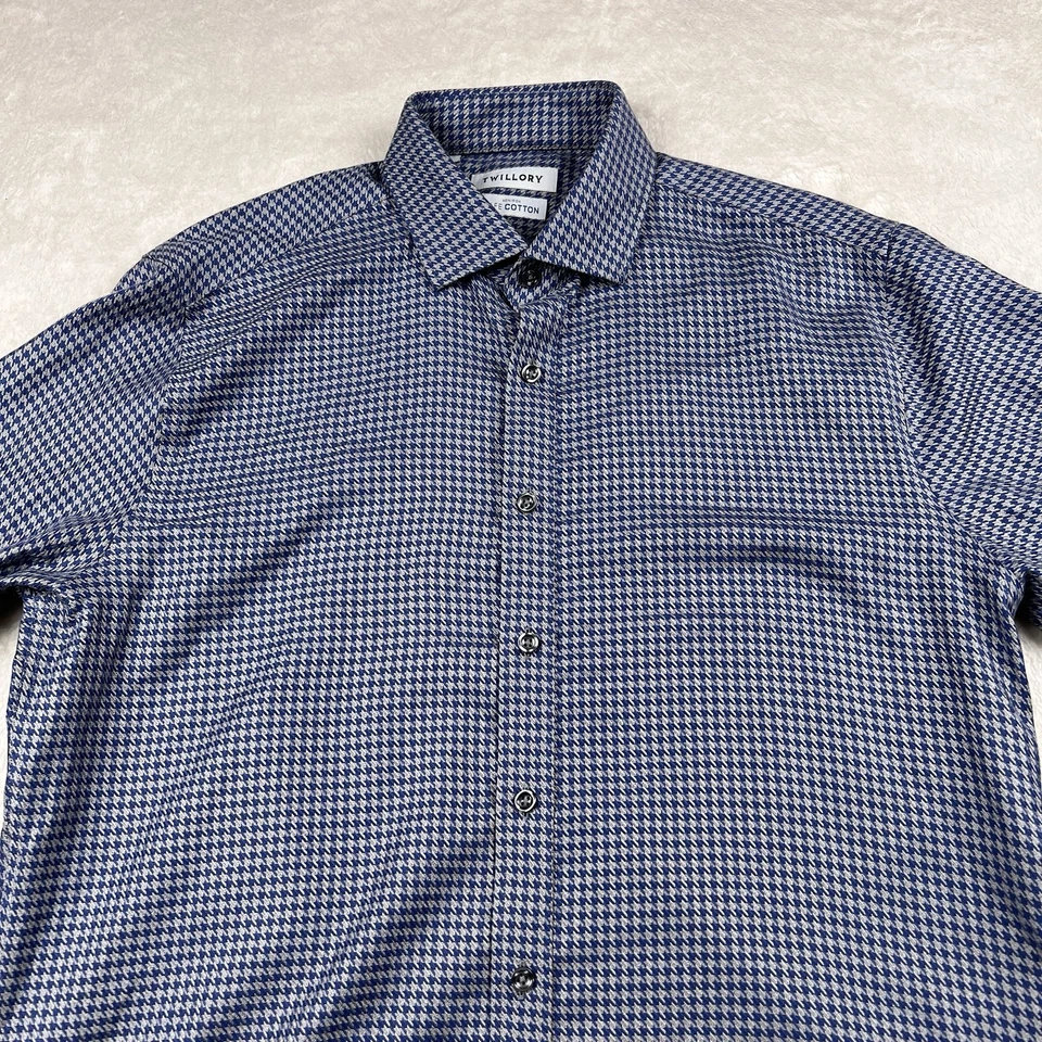 Camisa Twillory Para Hombre 16.5 32/33 Azul Plata Pata de Gallo Abotonada Sin Hierro Sastre Foto 2 de 4