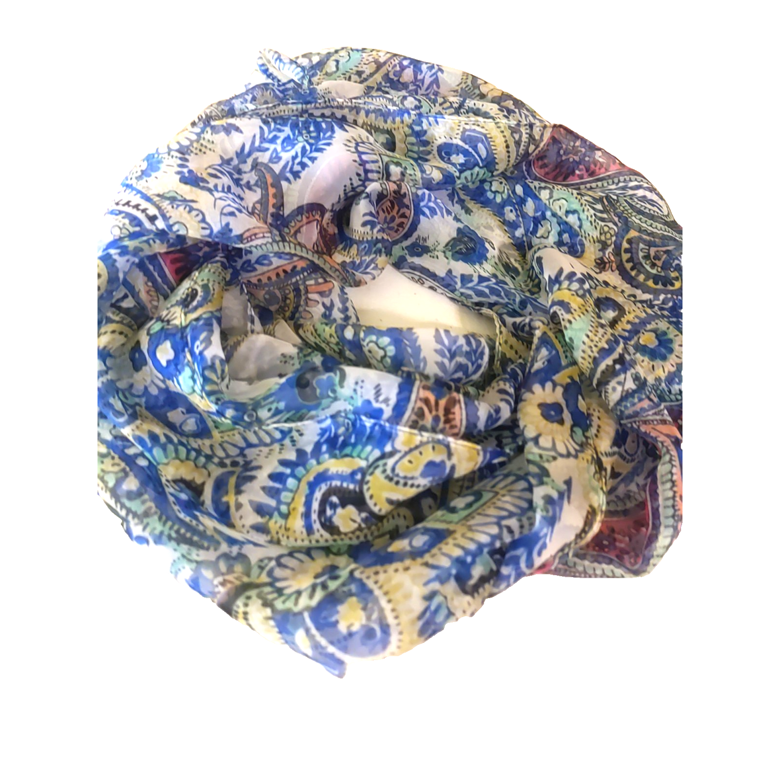 Elegant Blue Paisley Sheer Infinity Scarf 70x20 Glam Style