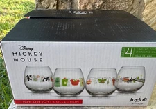 JOY JOLT DISNEY Limited Edition Drinking Glasses Set of 4 Mickey Minnie Goofy