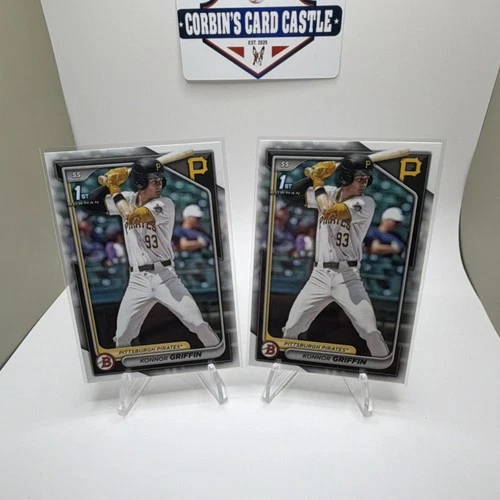 Bowman 1st paper Konnor Griffin Pittsburgh Pirates MLB Rookie 2024 2 Card Lot